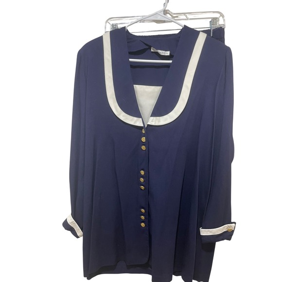 ReCreations VTG Sailor Skirt Suit Set Gold Button Trim Long Sleeve Size M - Picture 1 of 6